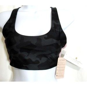 Spiritual Gangster Black Camo Shakti Strappy Back Side Stripe Sports Bra S NWT
